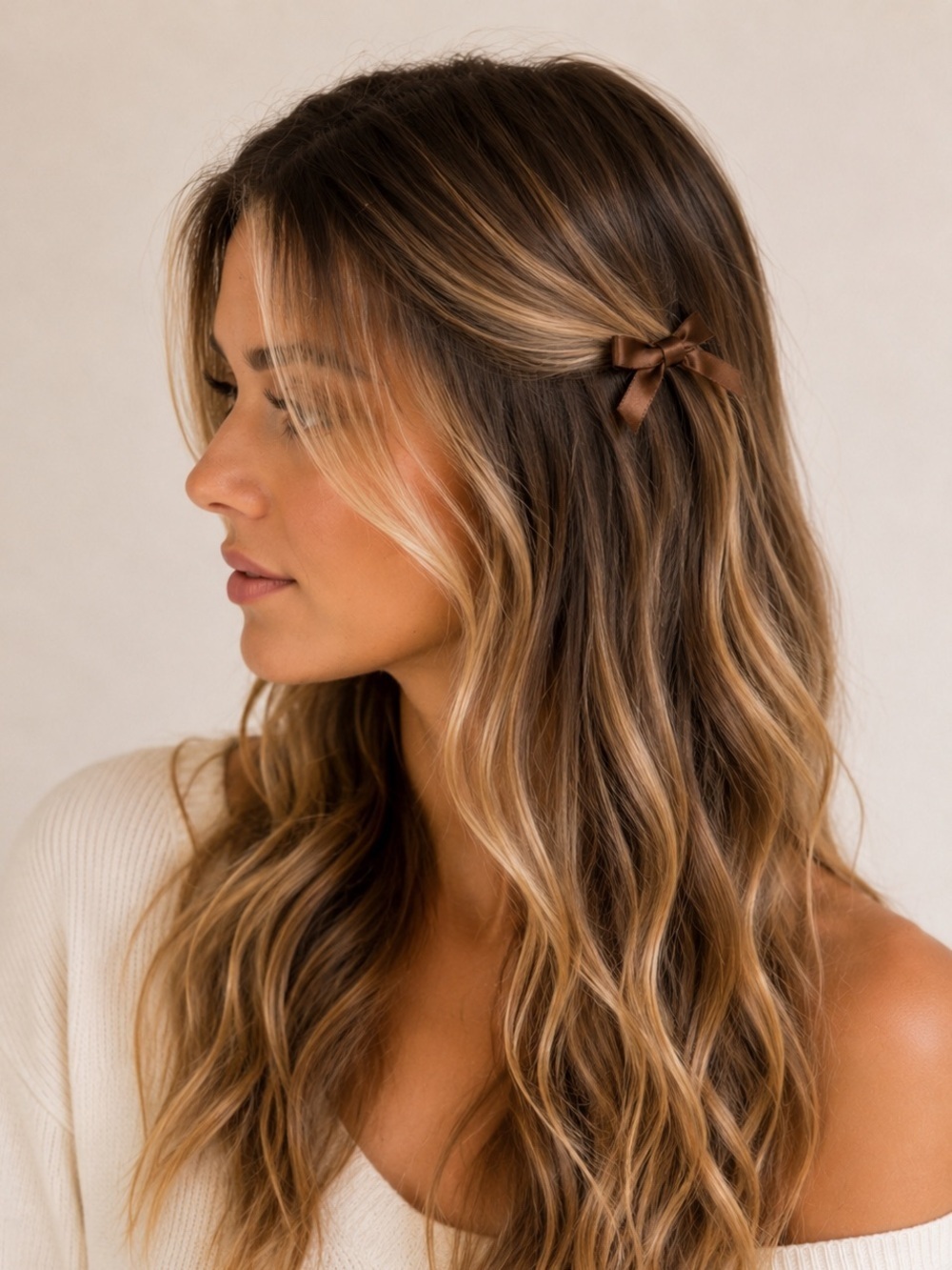 Free People Brown Satin Mini Bow Hair Clip Set NWT